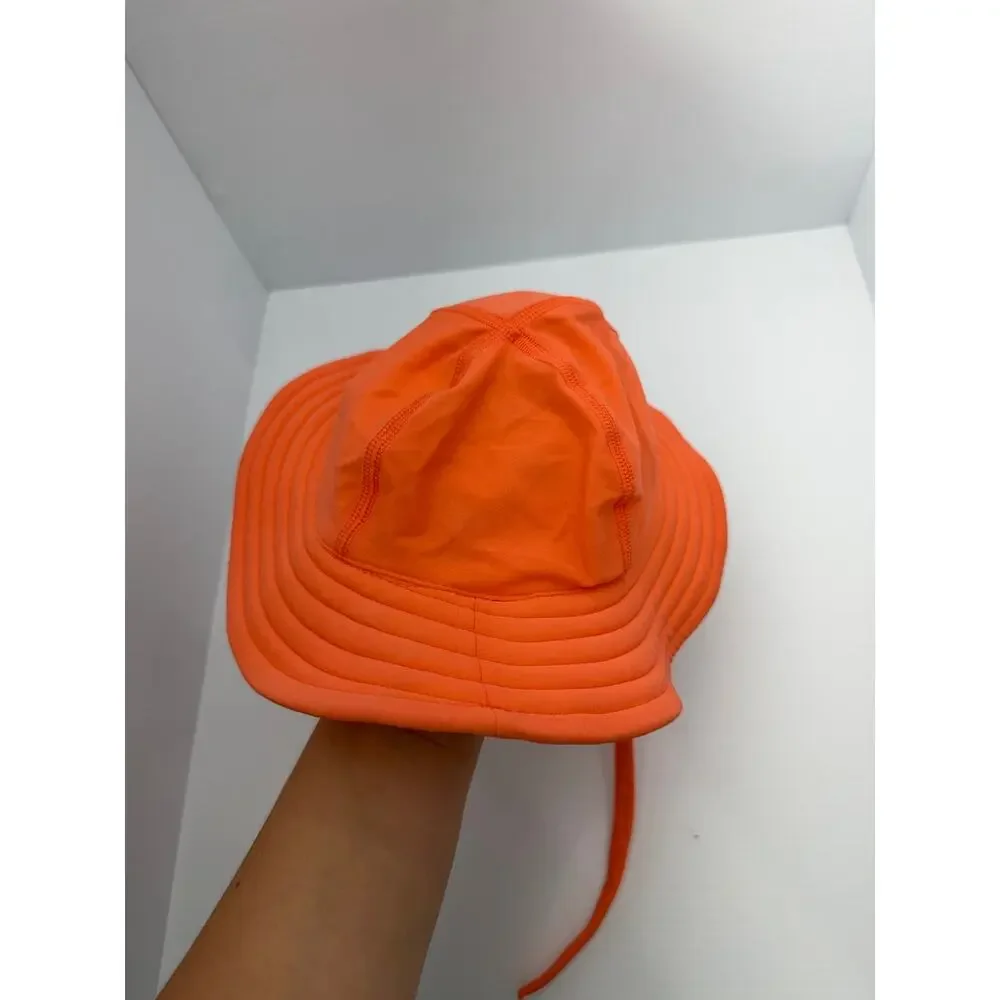 Hanna Andersson Moon and Back Kids Sun Hat Orange Wide Brim Chin Tie 4XS